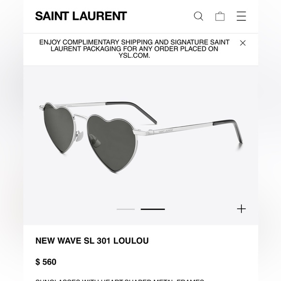 Saint Laurent LOULOU Mirror Heart Shaped Sunglasses. - Picture 1 of 9